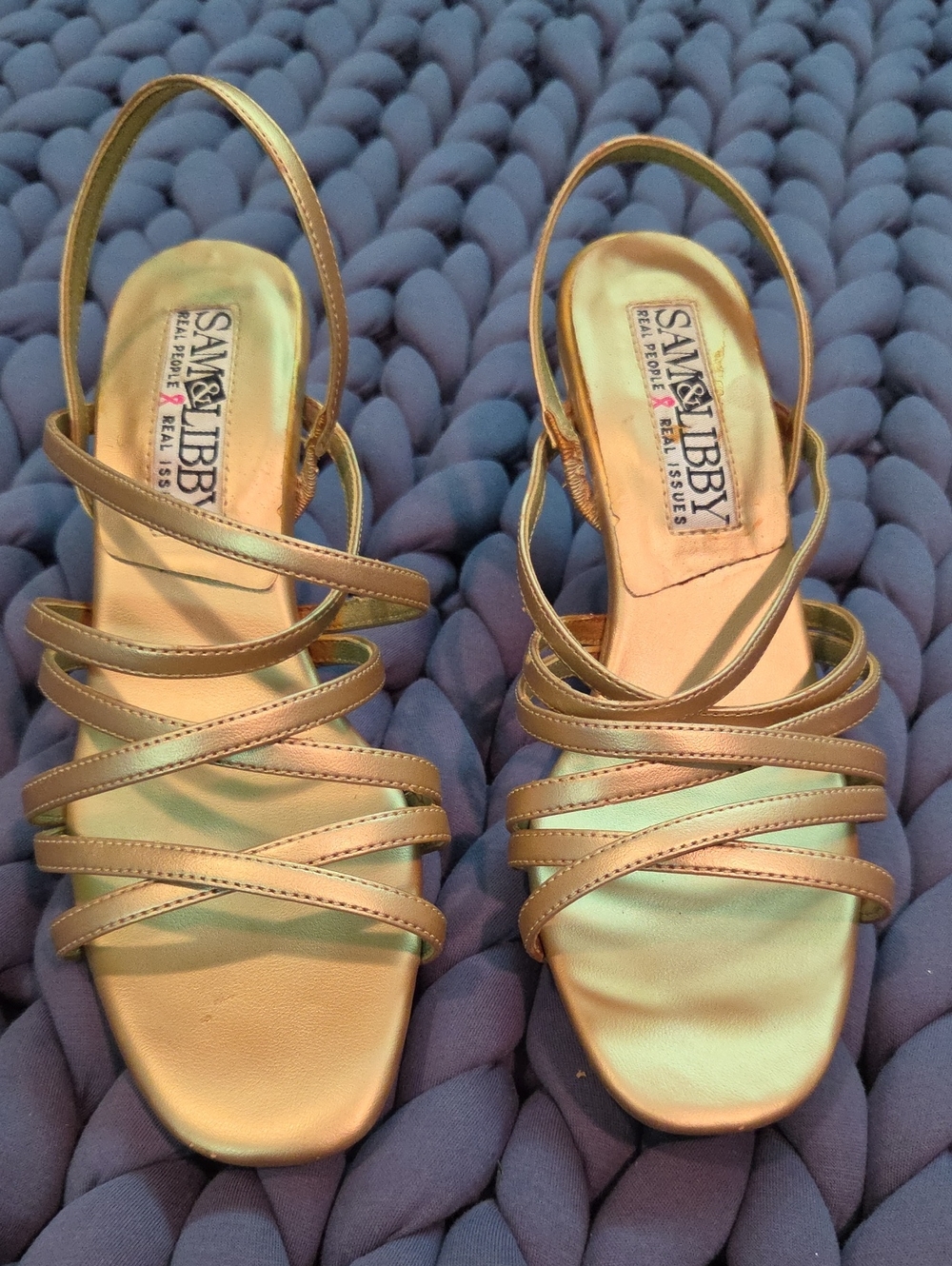 Sam & Libby Metallic Gold Strappy Kitten Heal